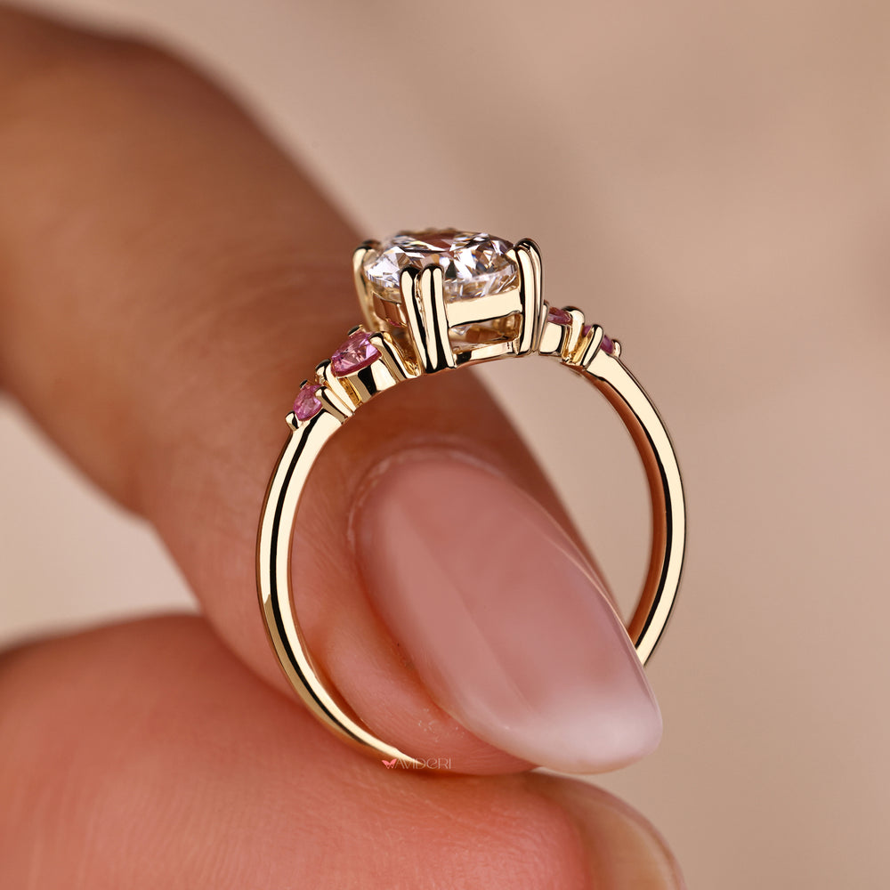 Yellow gold engagement ring handmade with care and attention to detail for a unique touch.
