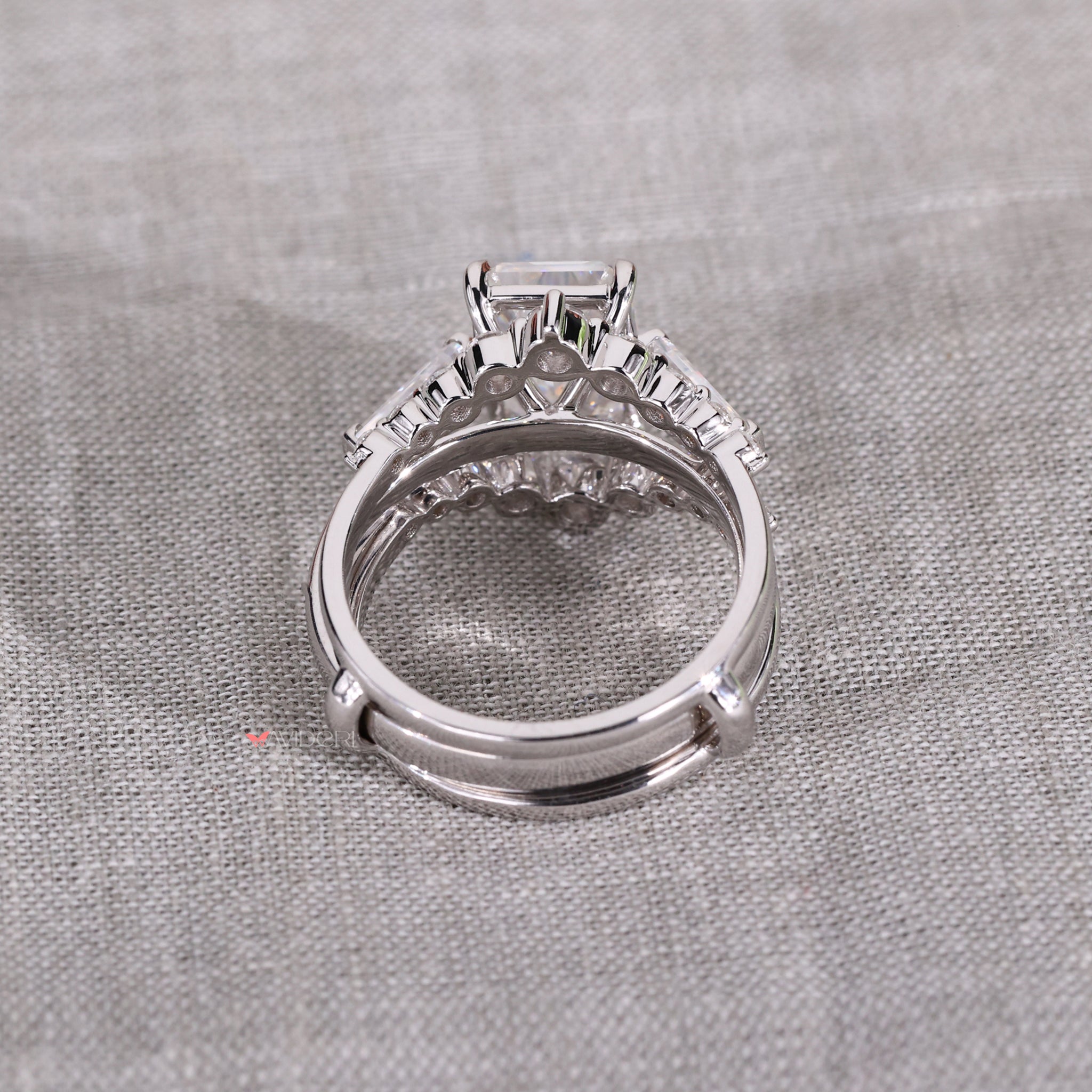 White gold custom moissanite bridal set.