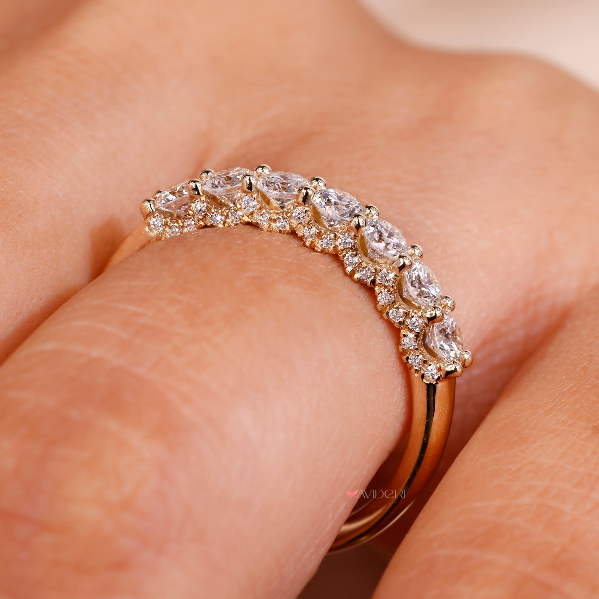 Round Diamond Wedding Band Hidden Micro Pave