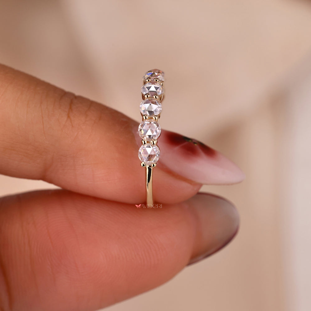 Yellow gold prong setting band for elegant style.
