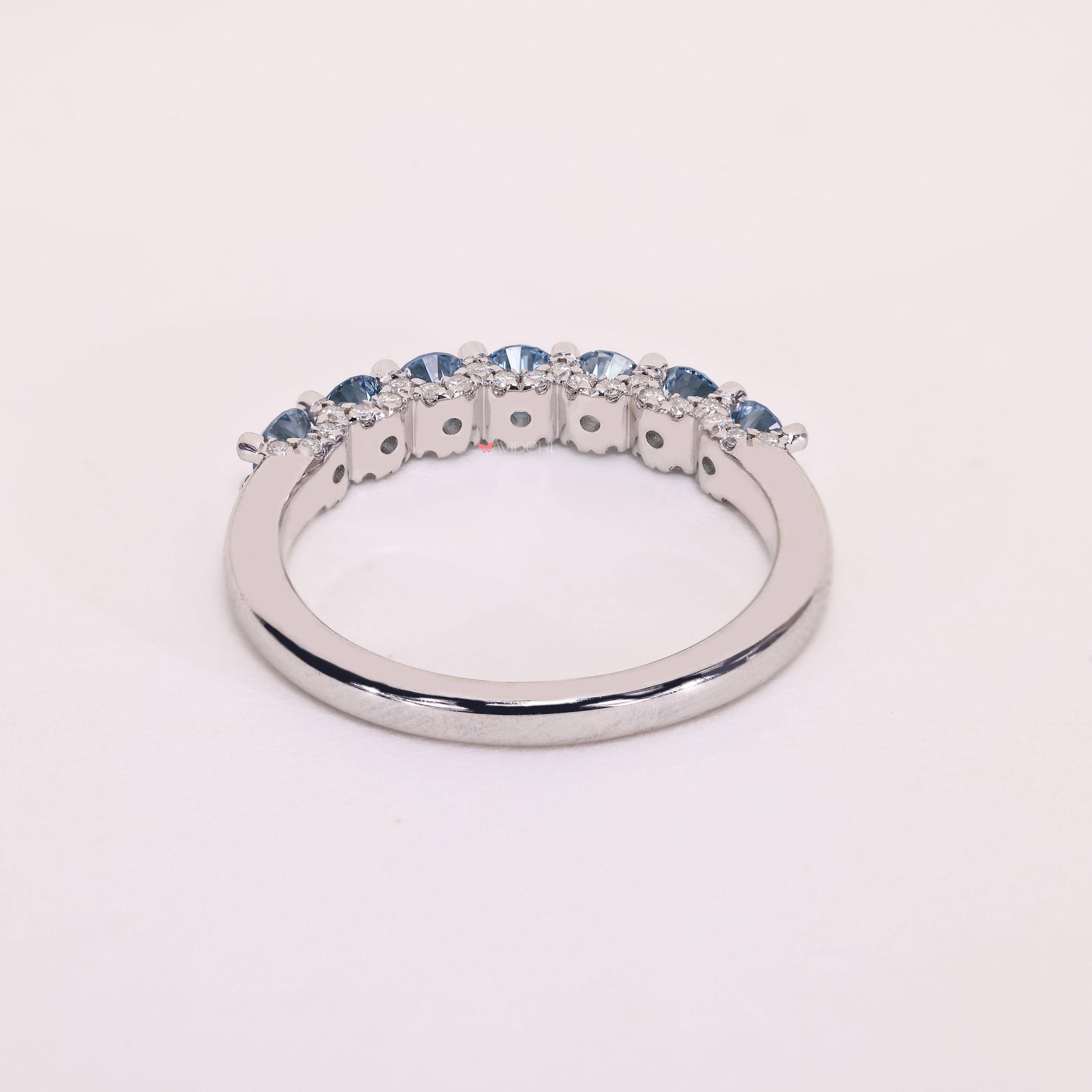 White gold wedding band with diamond wedding band.