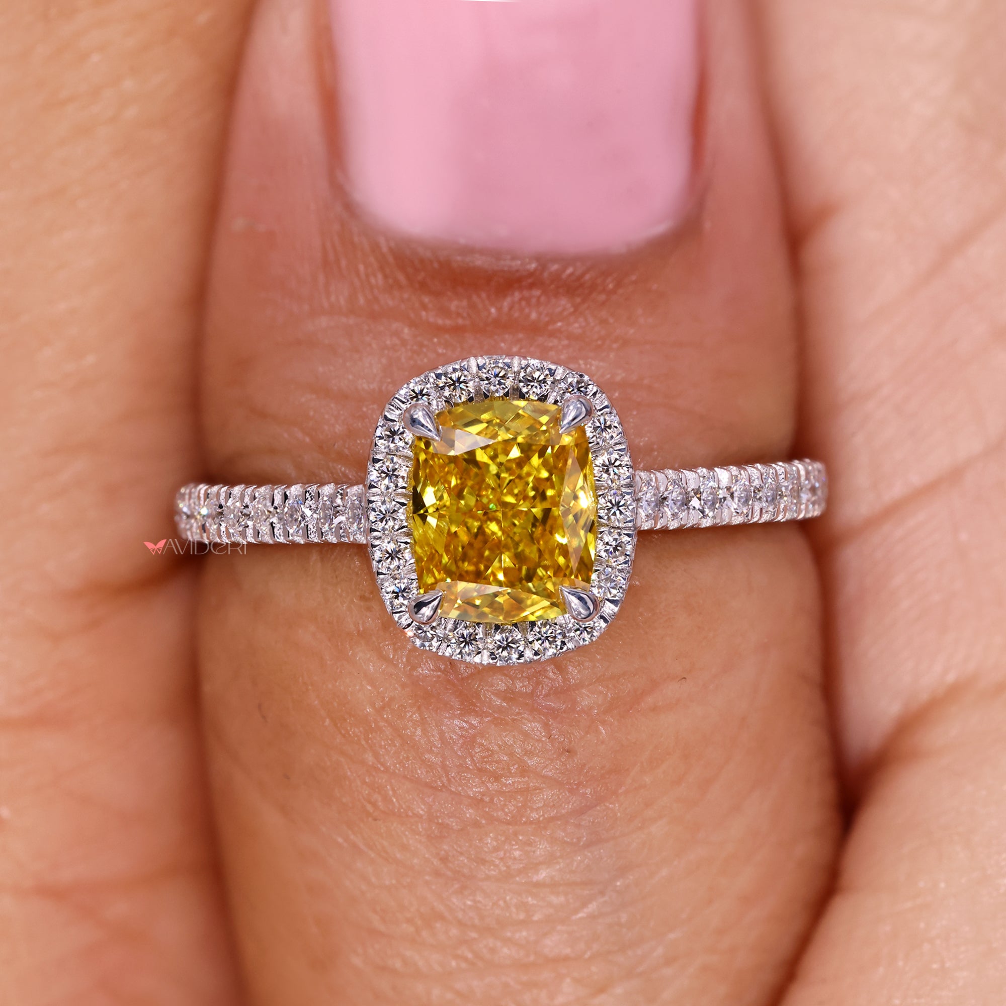 Avideri cushion cut diamond ring handmade.
