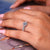 Round diamond ring with double row pave setting.