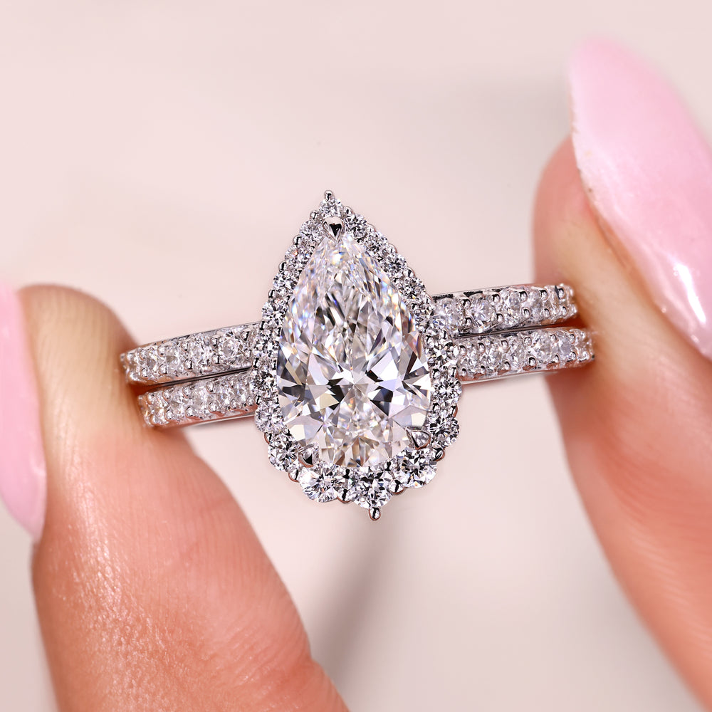 Round diamond wedding band half eternity style.