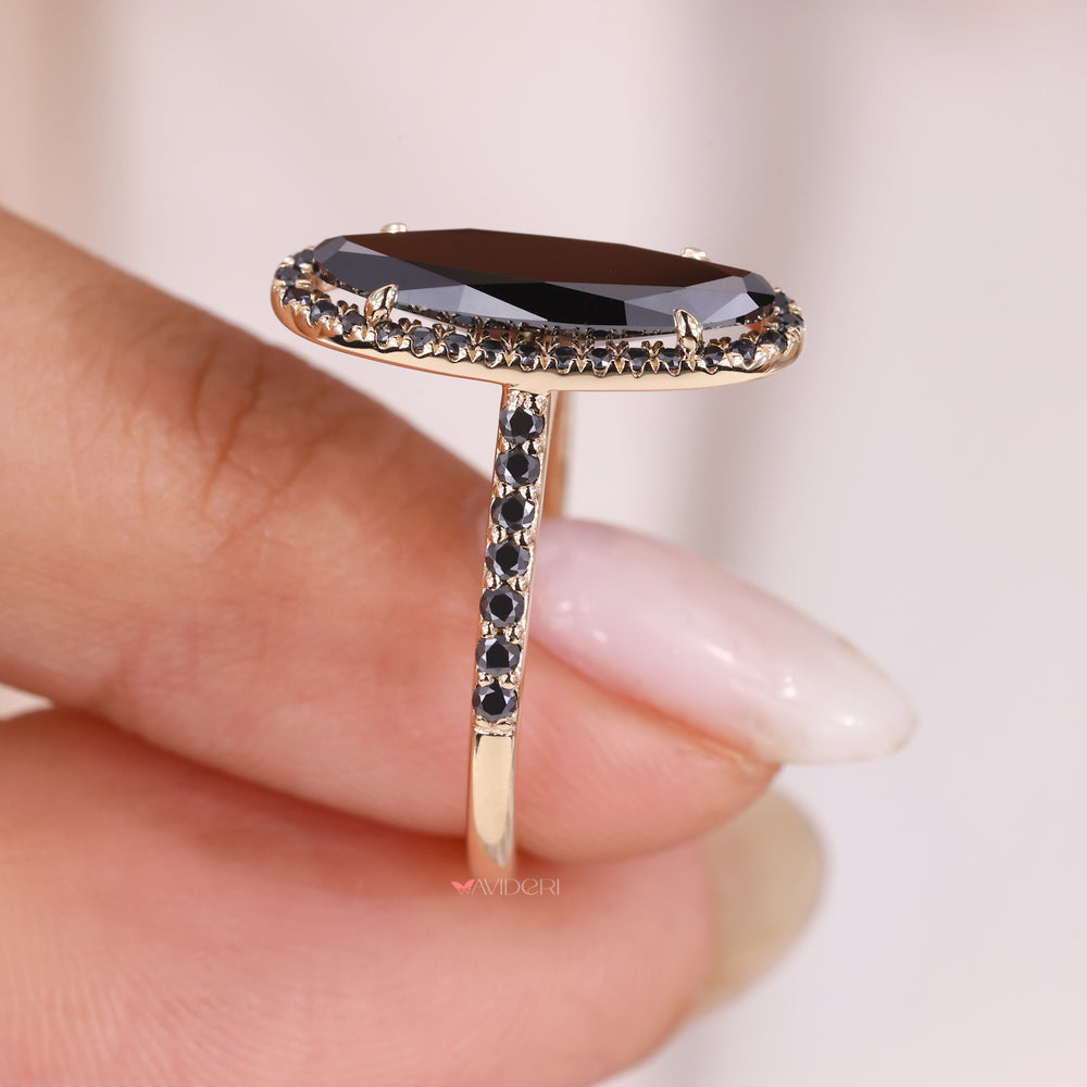 Black moissanite ring, black diamond ring, moissanite bypass ring
