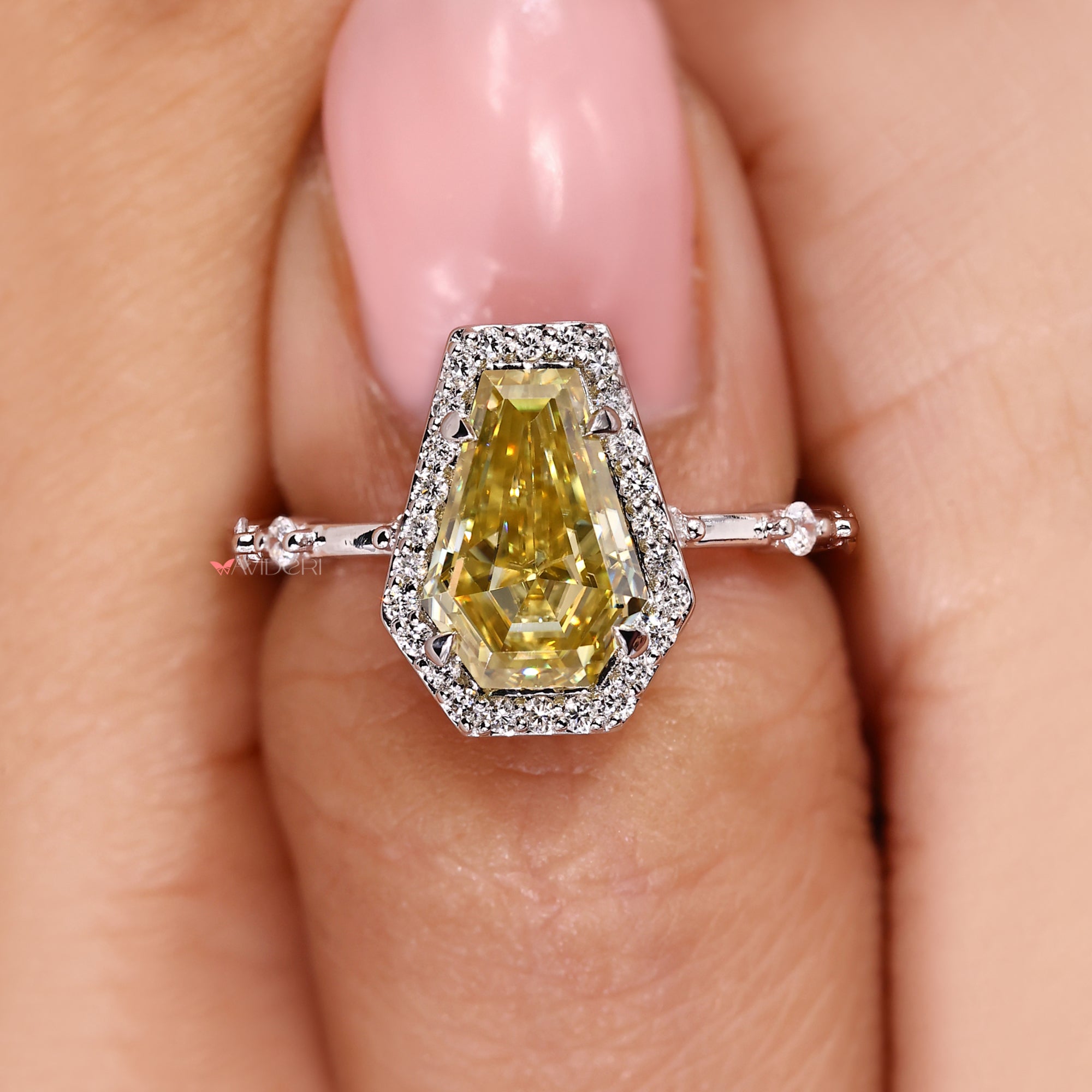 Moissanite engagement ring with handmade ring.