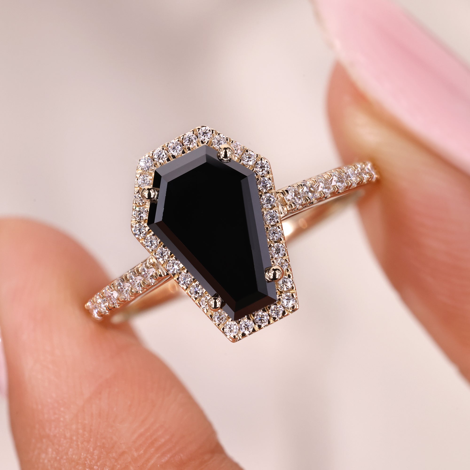 4 prong setting on custom engagement ring.