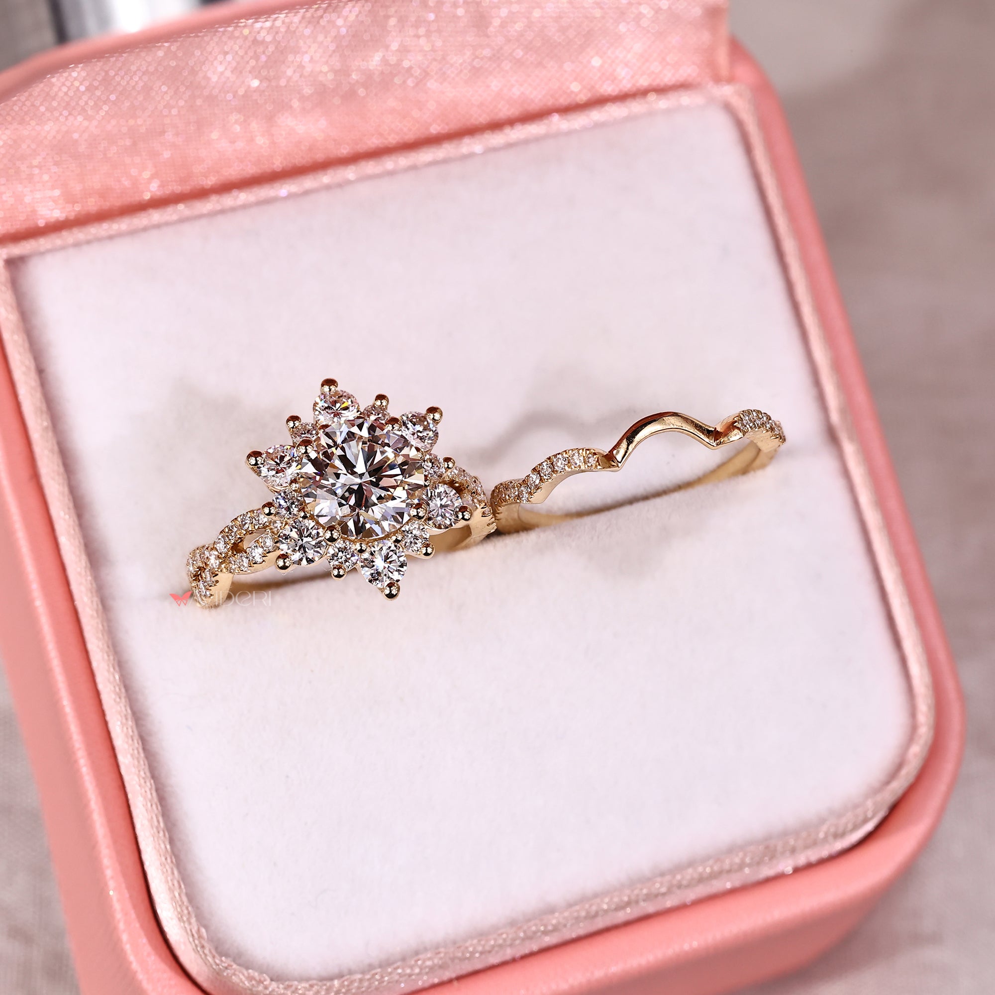 Vintage engagement ring with twisted shank ring.