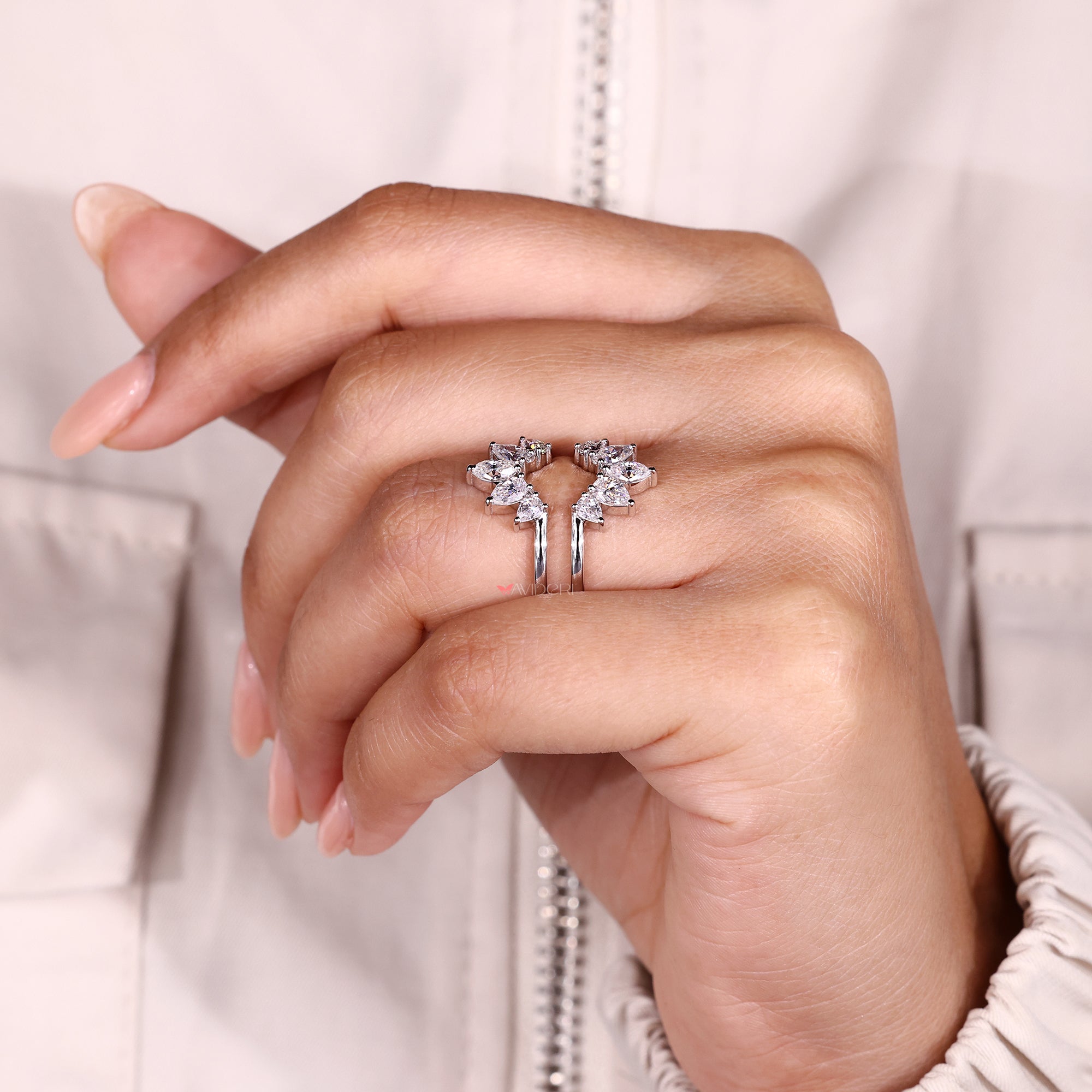 Handmade moissanite ring enhancer by Avideri.
