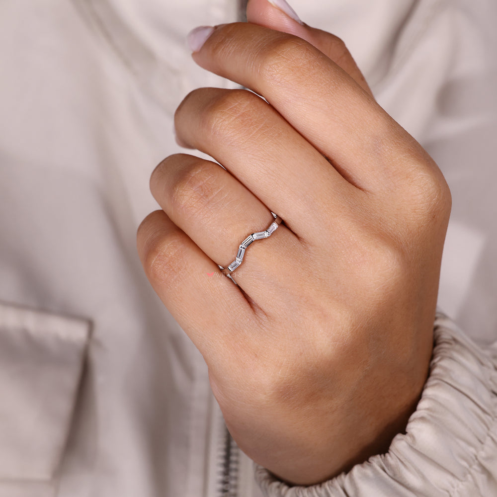 Lab grown baguette diamond wedding band.
