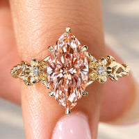 Pink Marquise Cut Diamond Ring with Twisted Rope Shank