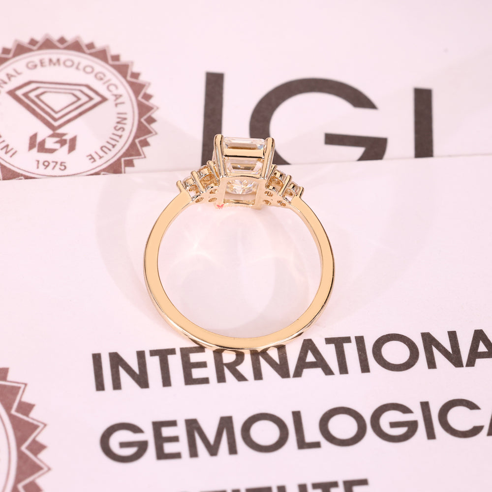 IGI certified emerald cut diamond ring.
