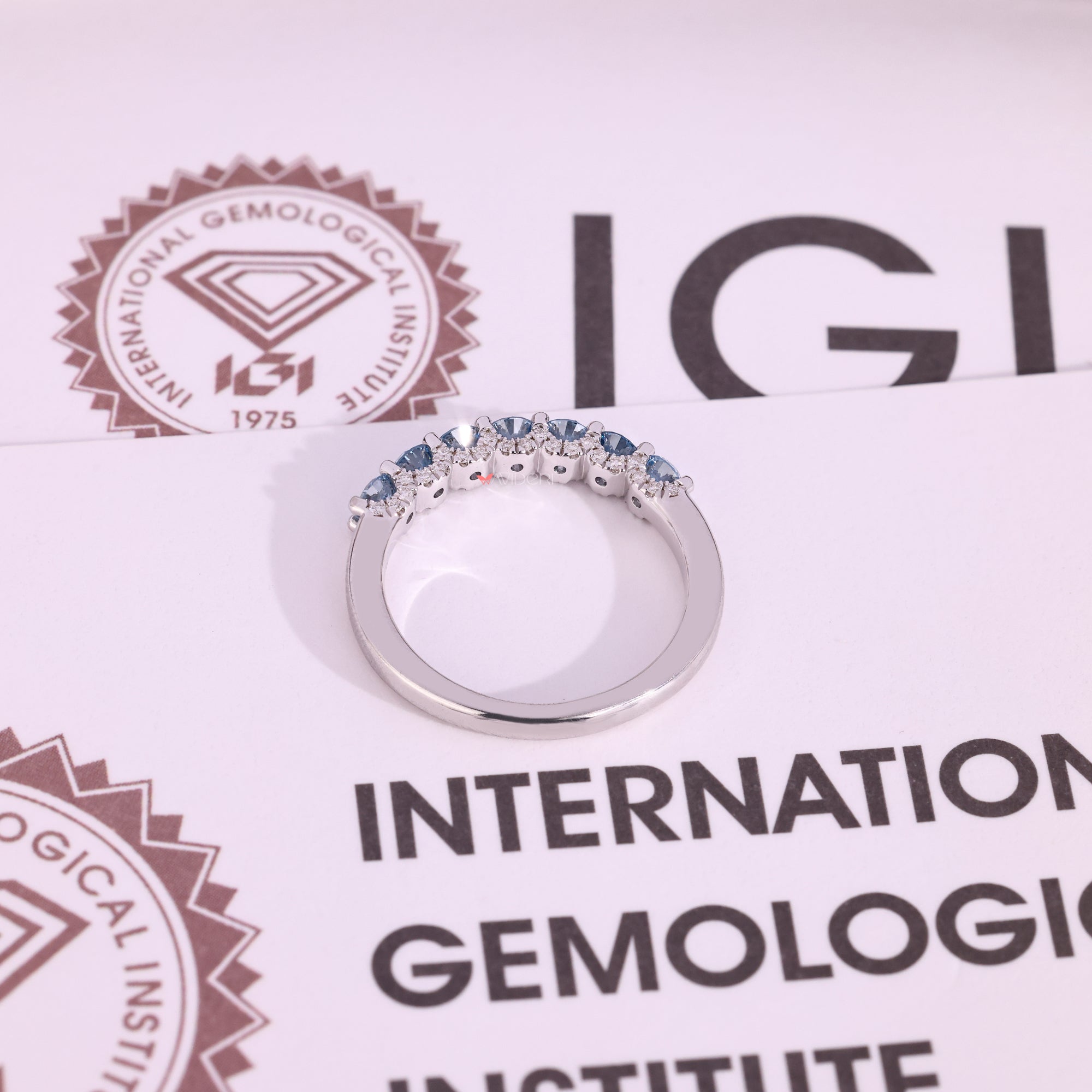 White gold wedding band with diamond wedding band.