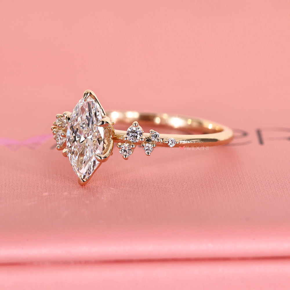 Avideri engagement ring with yellow gold engagement ring.