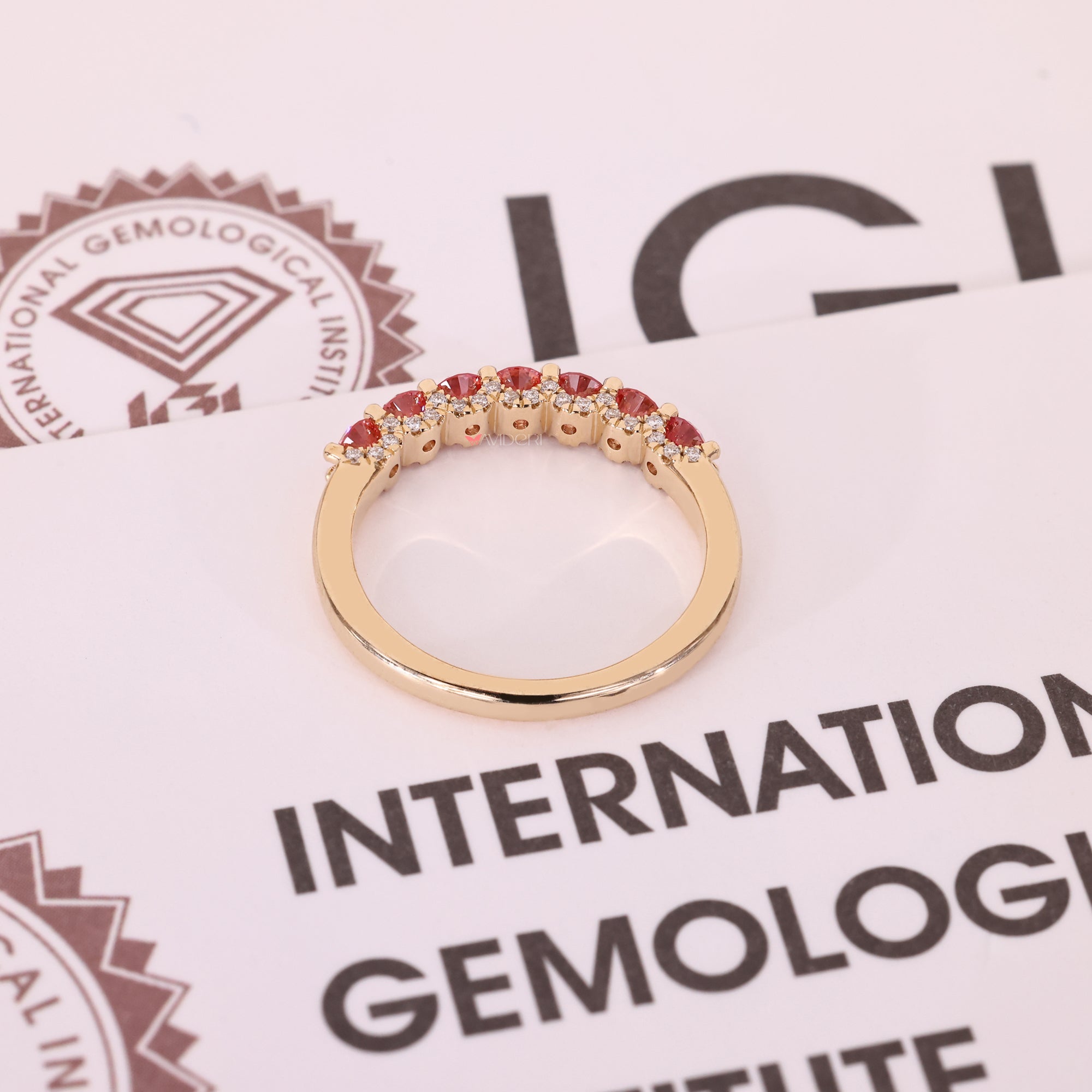 Yellow gold wedding band in diamond wedding band style.
