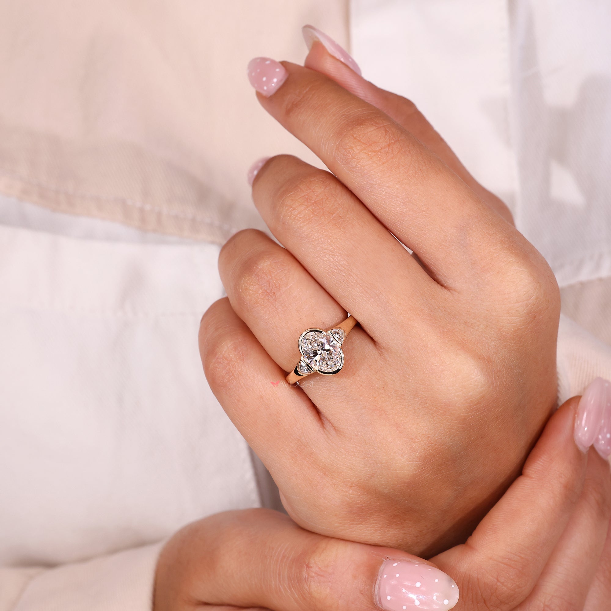Lab-grown ring in a handmade ring design.