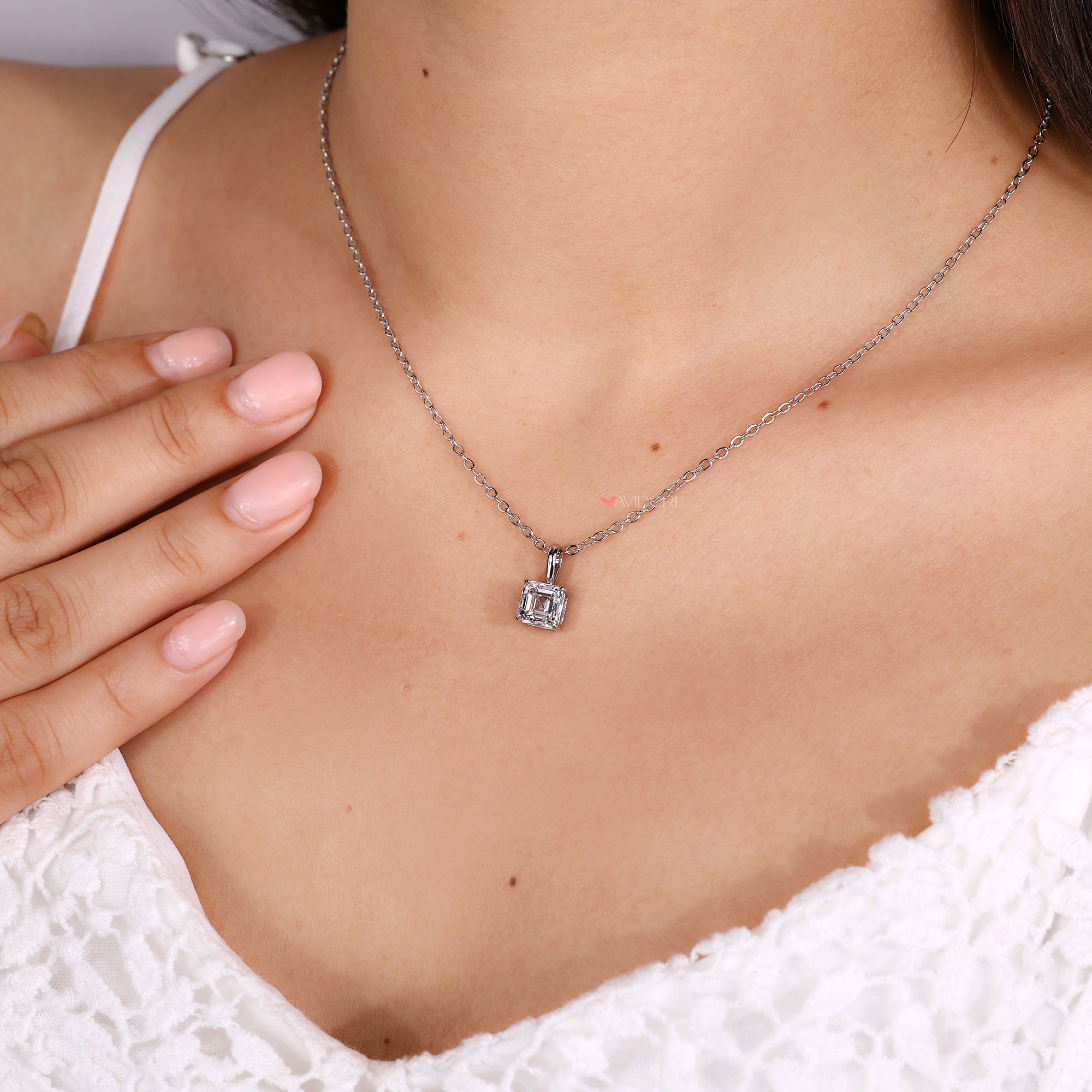 Handmade pendant with white gold pendant.
