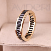 Black Stone Channel Set Baguette Wedding Band