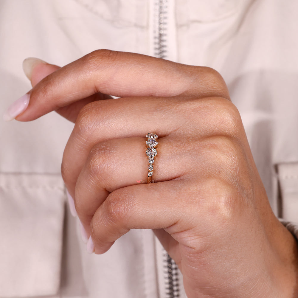 Handmade half eternity wedding band with prong setting.
