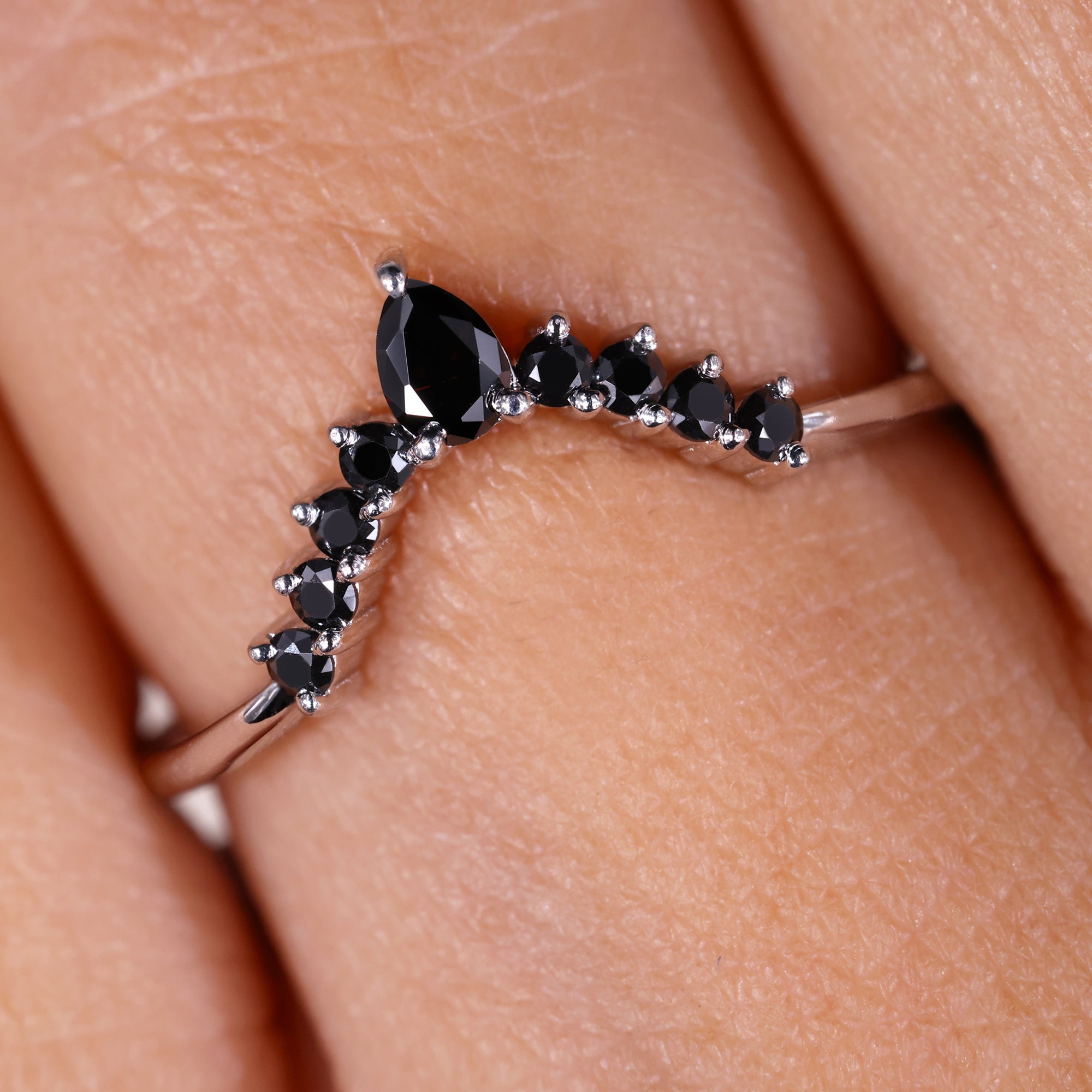 Chevron wedding band with v shaped wedding band.