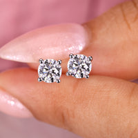 Round Moissanite Stud Earrings With White Gold
