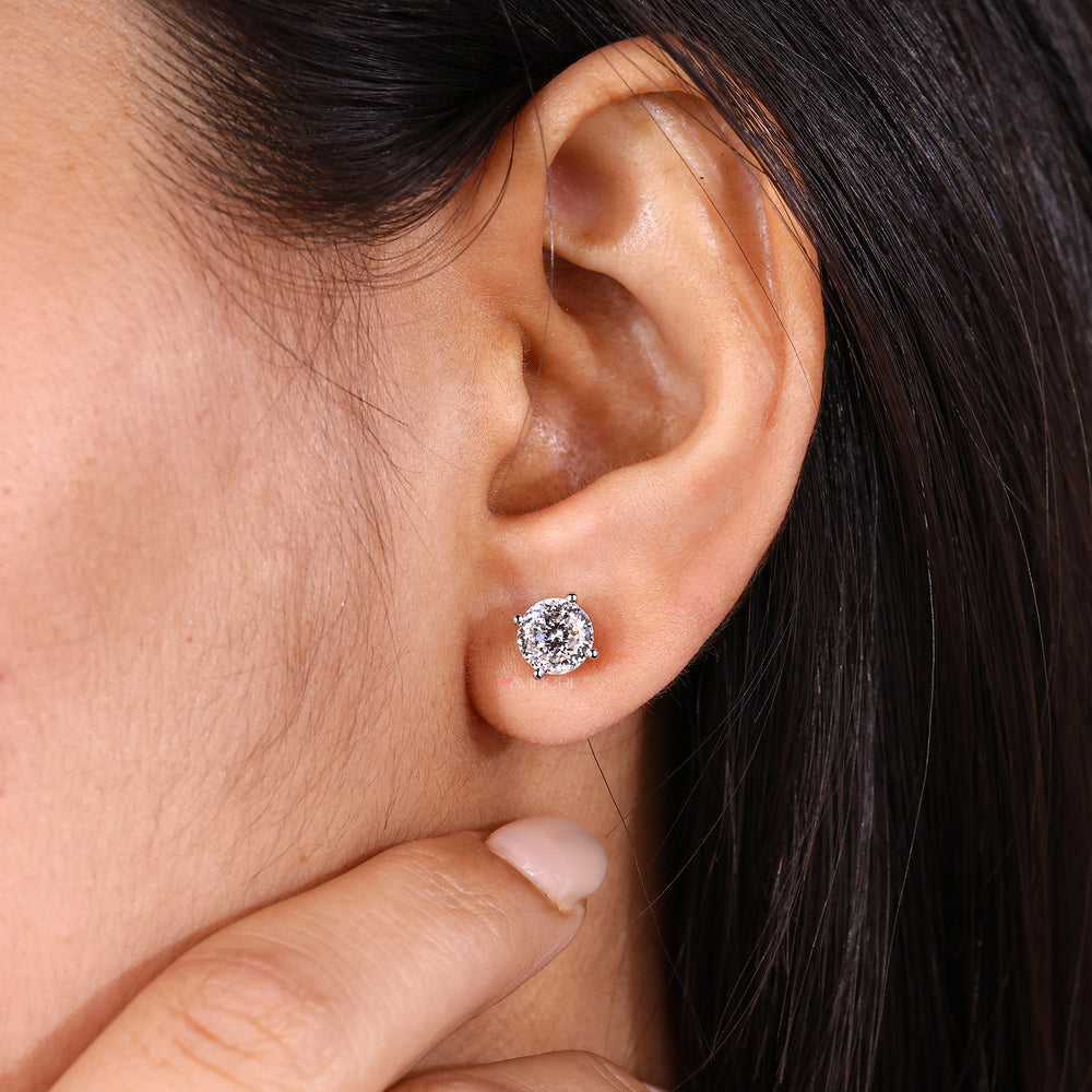 Lab grown diamond Portuguese cut stud earrings.
