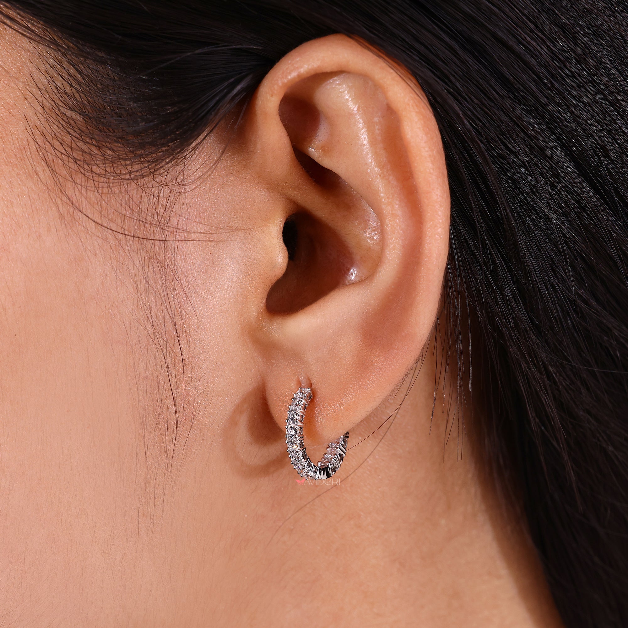 White gold earrings with lab grown diamonds.