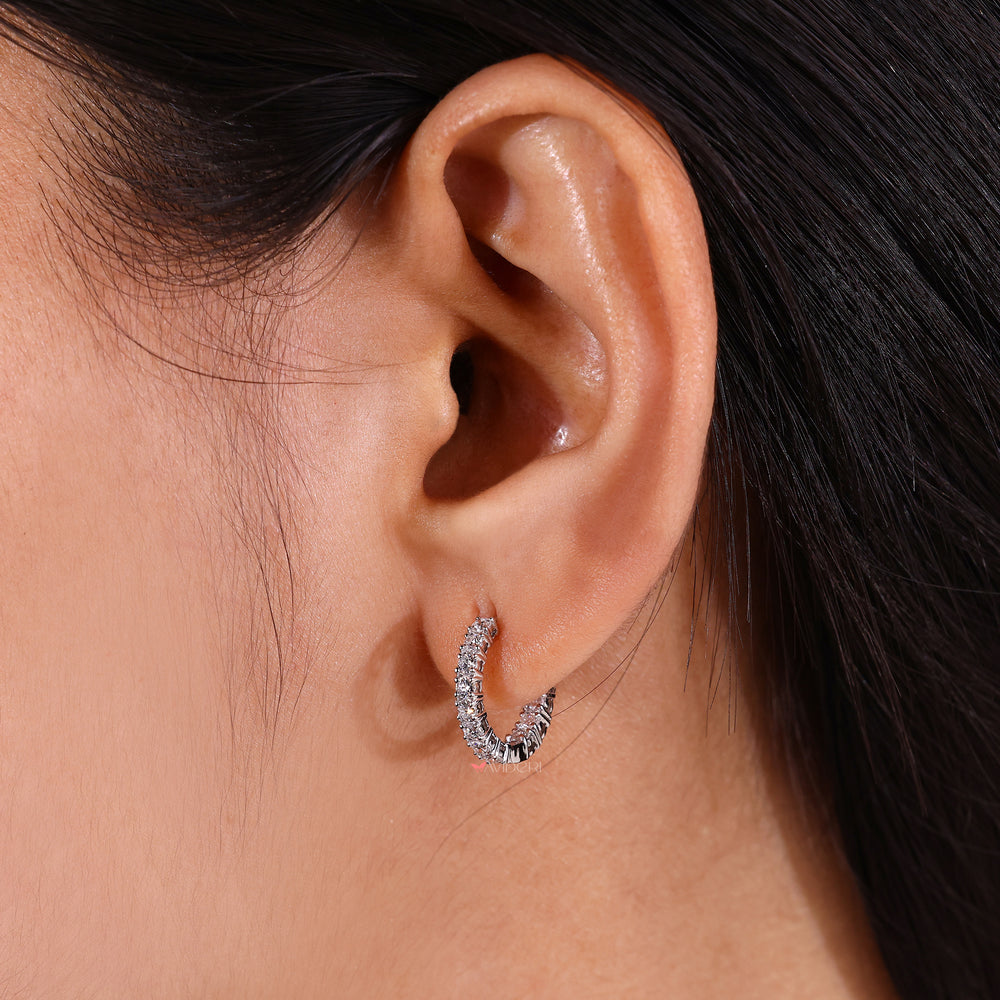 White gold earrings with lab grown diamonds.