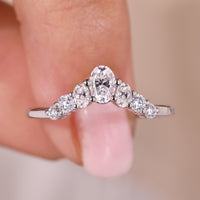Oval Cut V Shaped Wedding Band