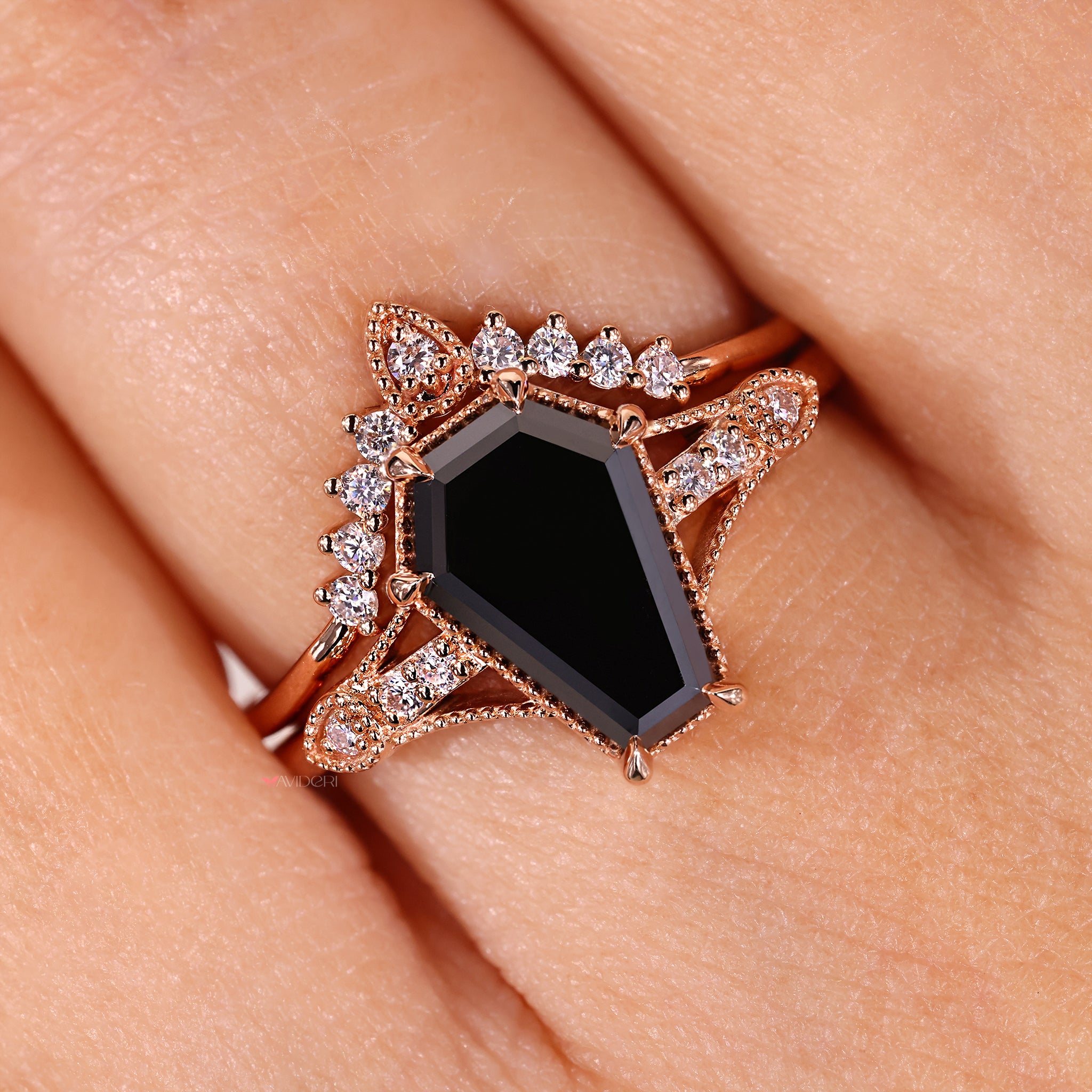 Chevron wedding band with v shape band.