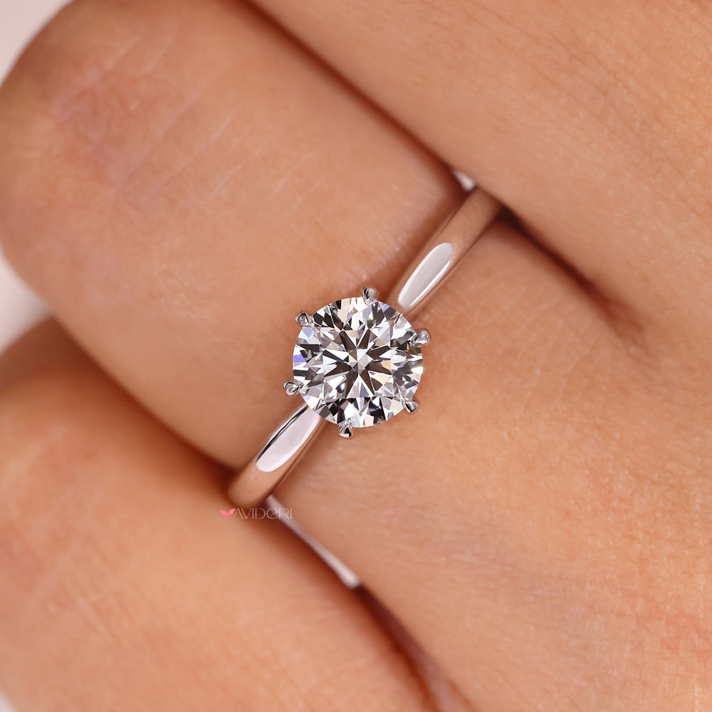 Lab grown diamond solitaire ring for her.