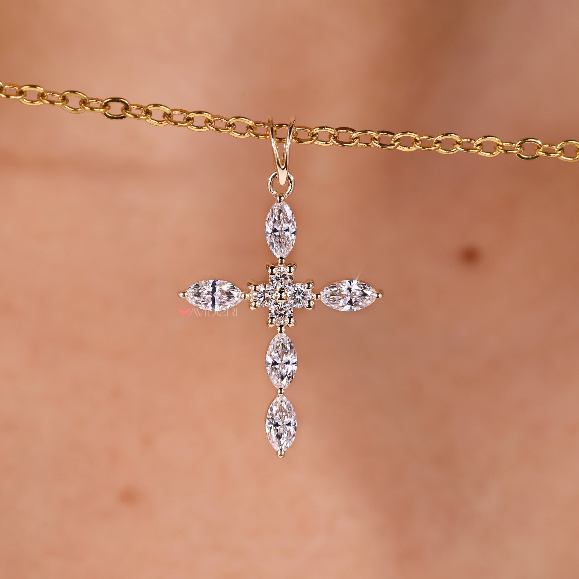 Handmade Jewelry Marquise Diamond Pendant.