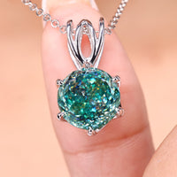 Cyan Blue Portuguese Cut Solitaire Pendant
