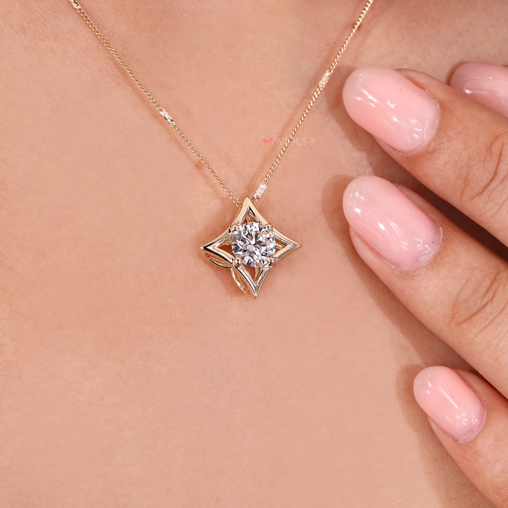 Vintage diamond pendant in handmade jewelry design.