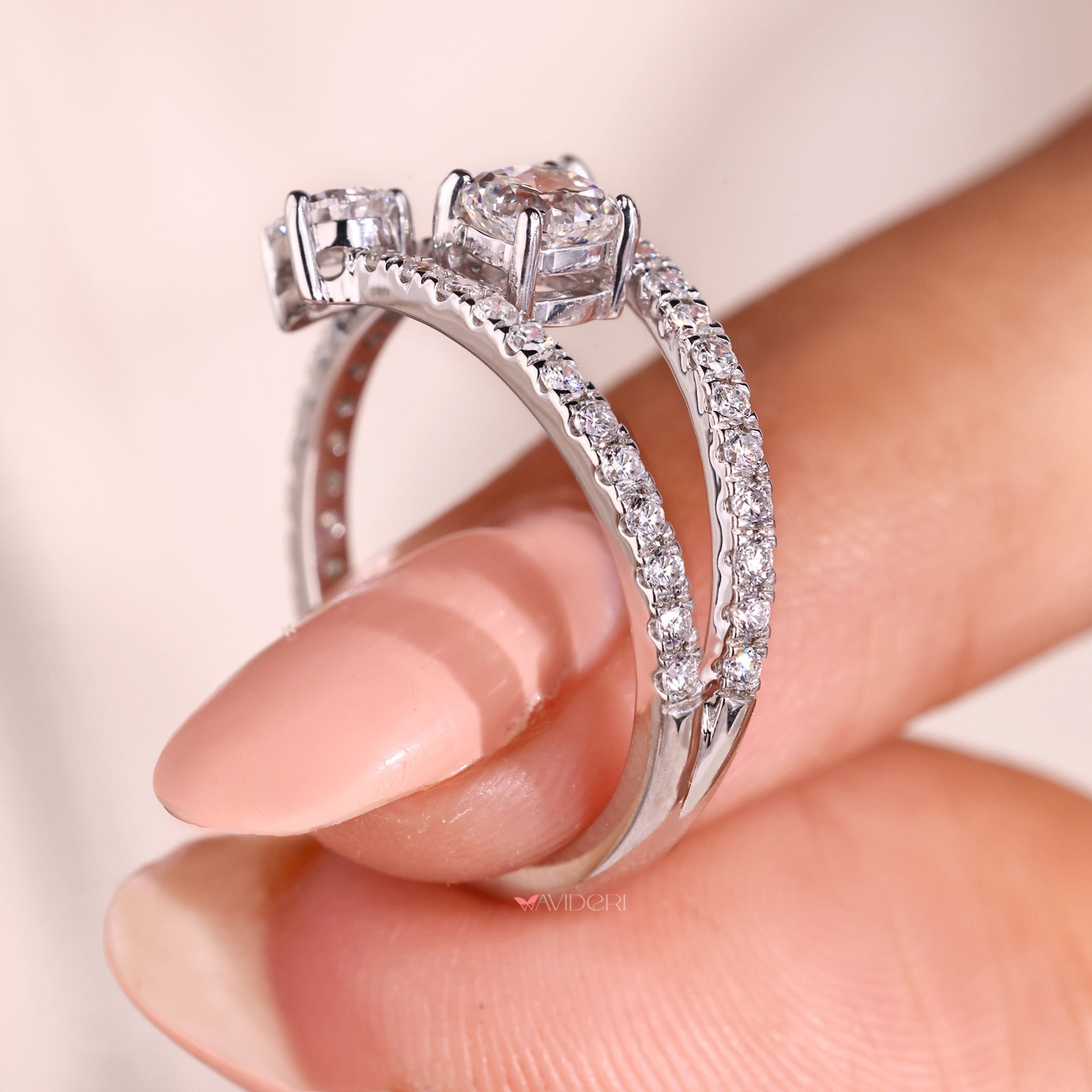 Half eternity band in lab grown ring design.