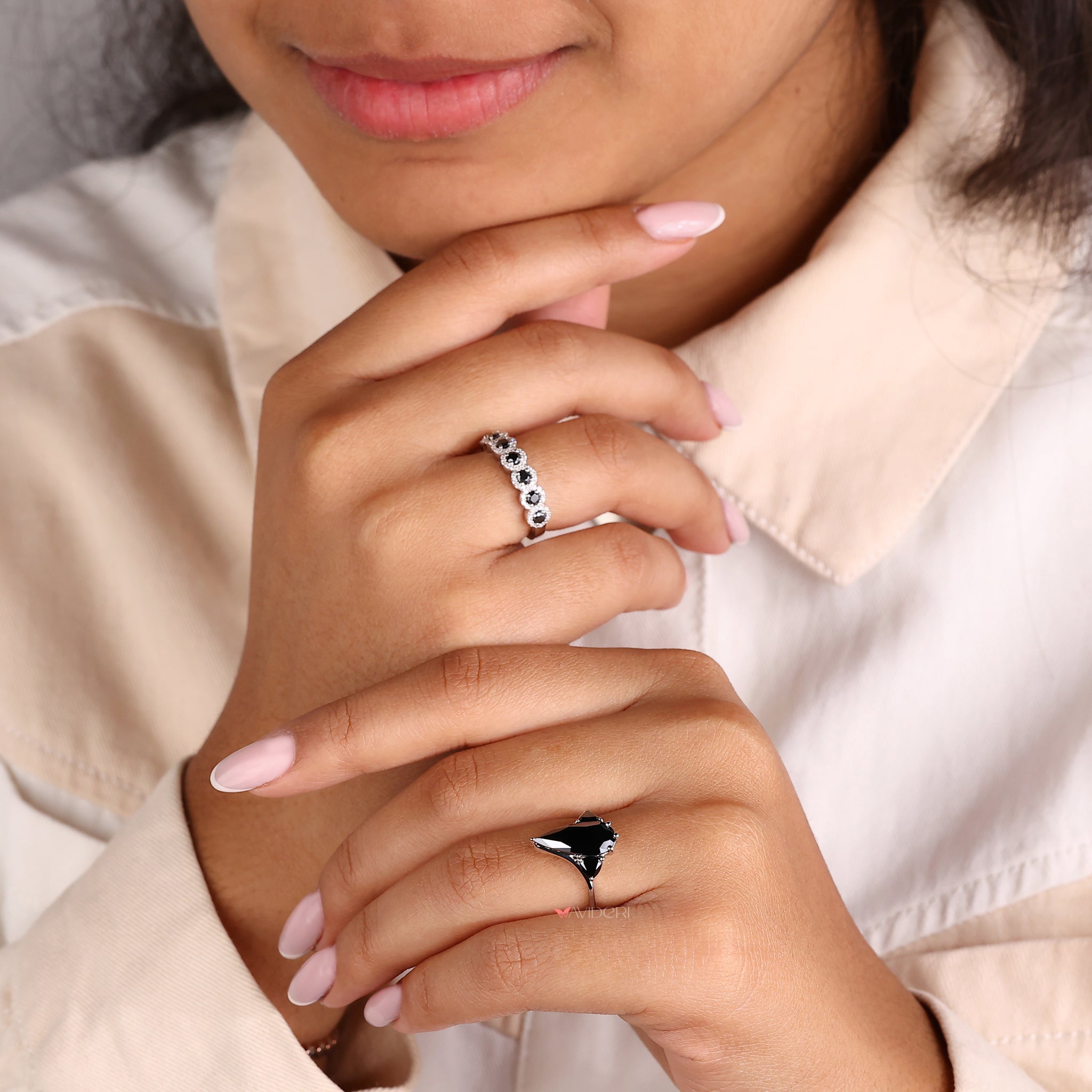 Black moissanite ring designed for a bold, unique look.