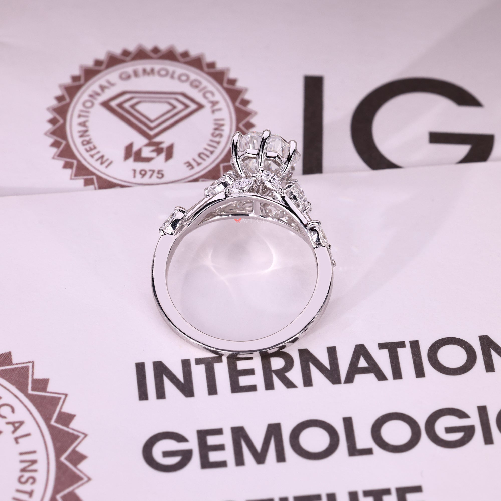 IGI certified coffin cut diamond ring handmade.
