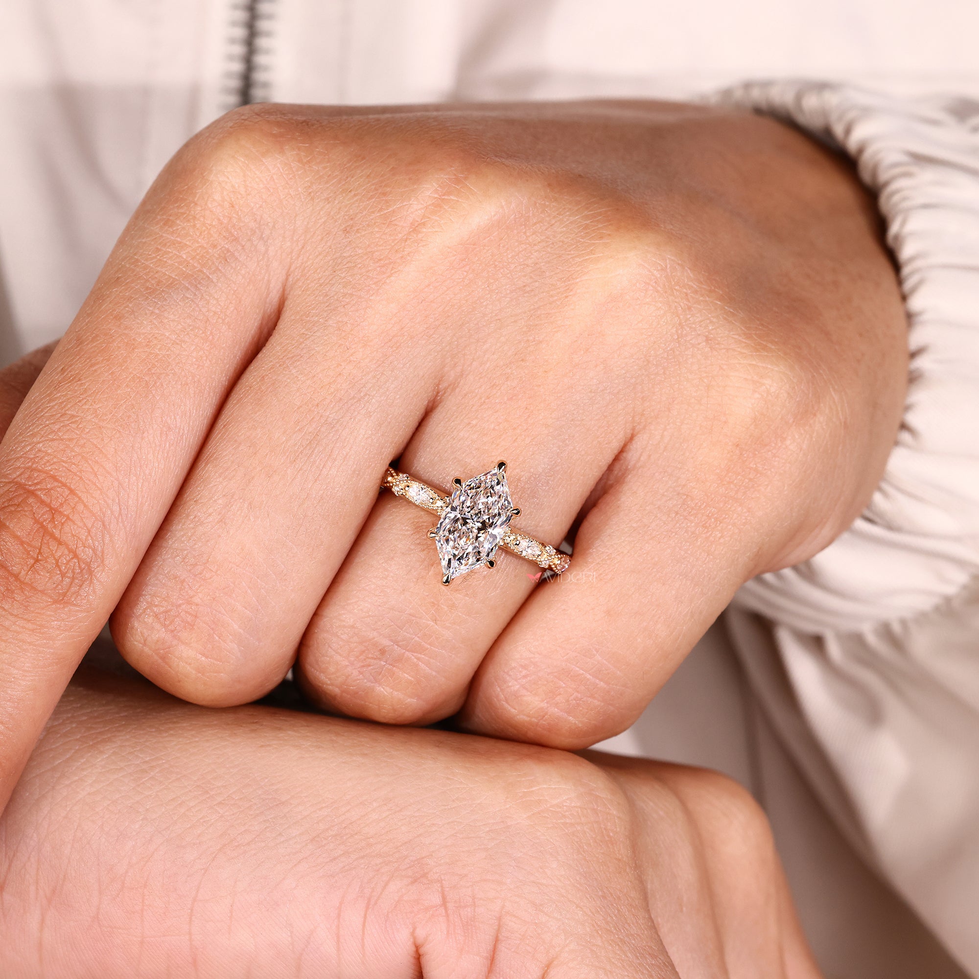 IGI certified ring with vintage engagement ring.