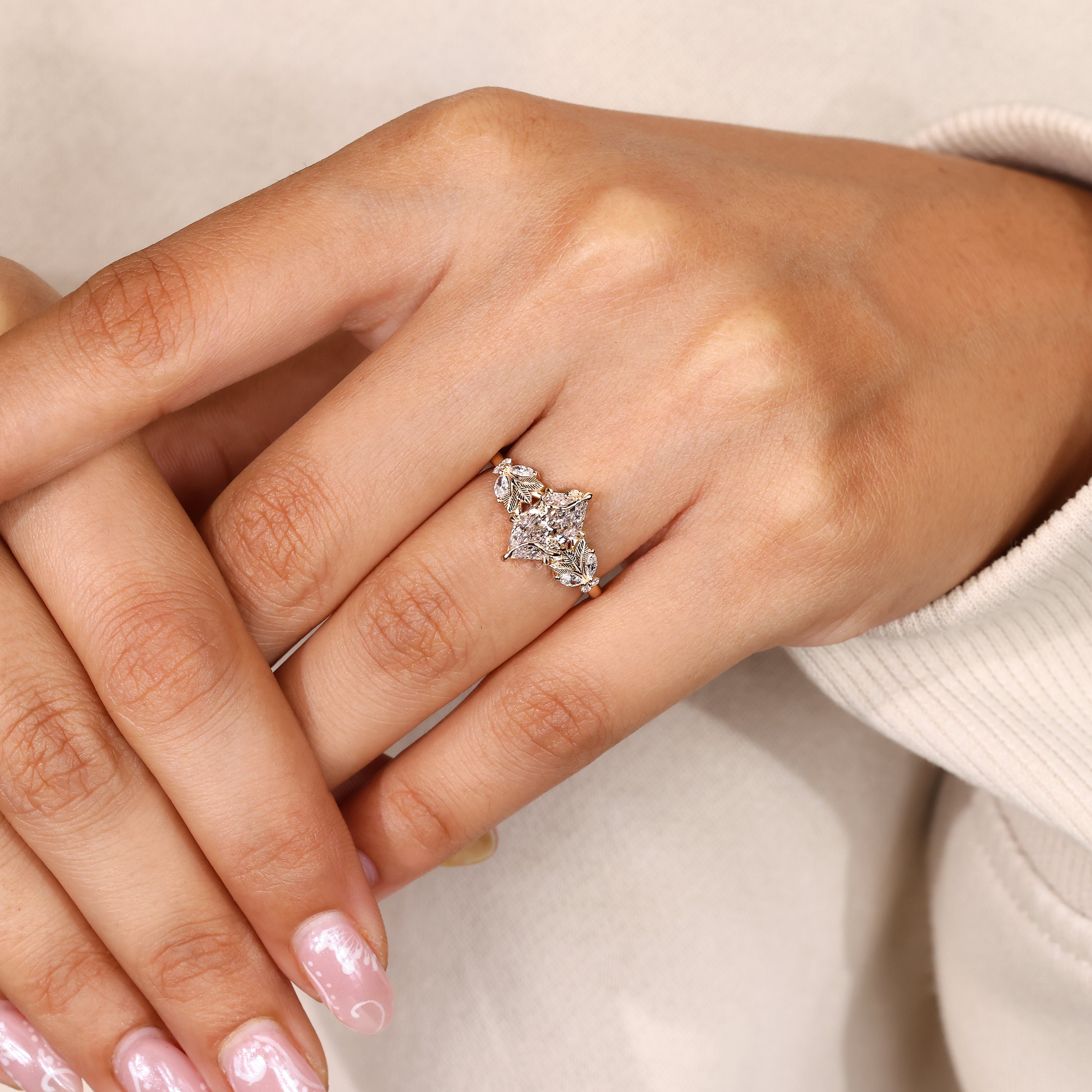 Handmade Dutch marquise diamond fantasy ring.

