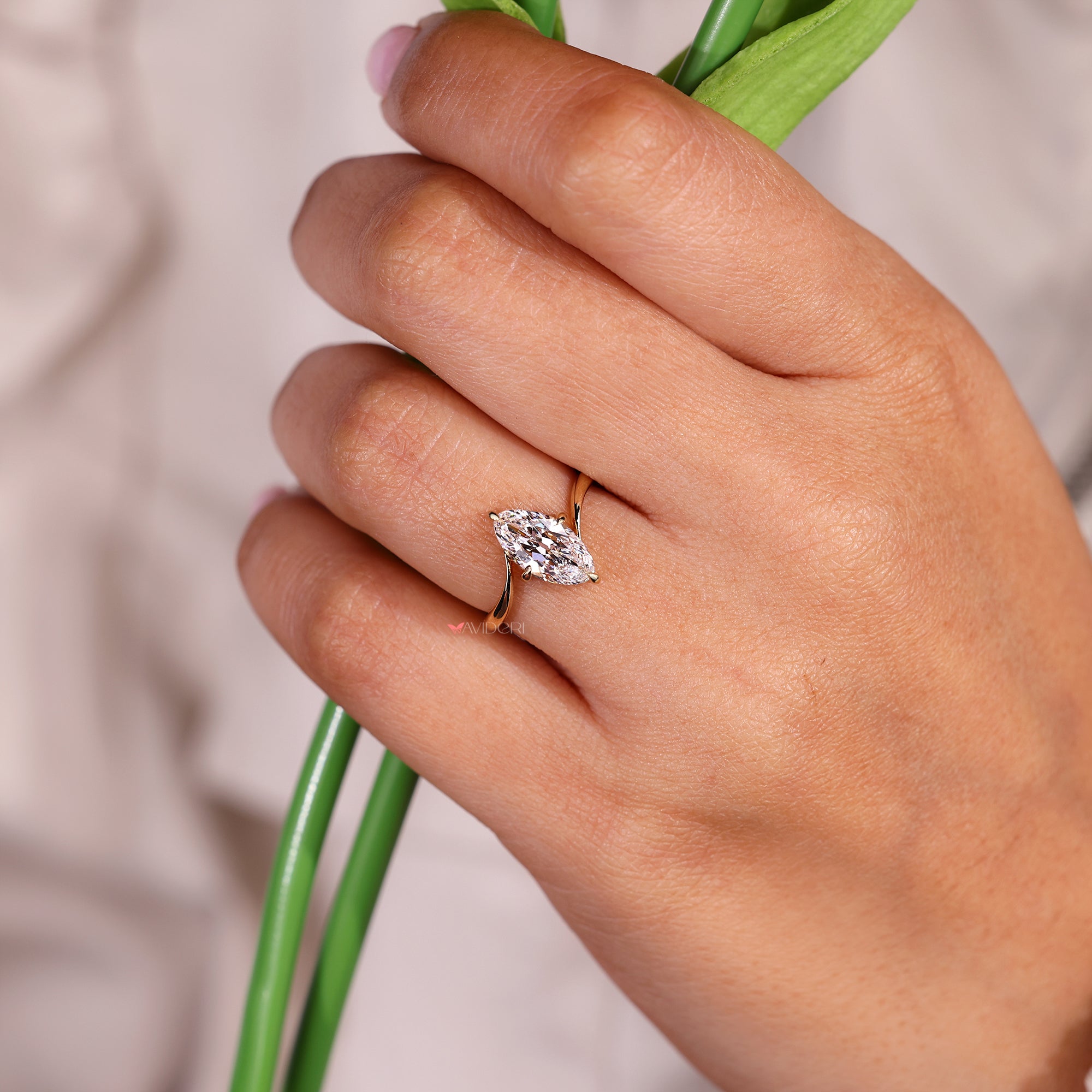 Marquise old European cut solitaire diamond ring.