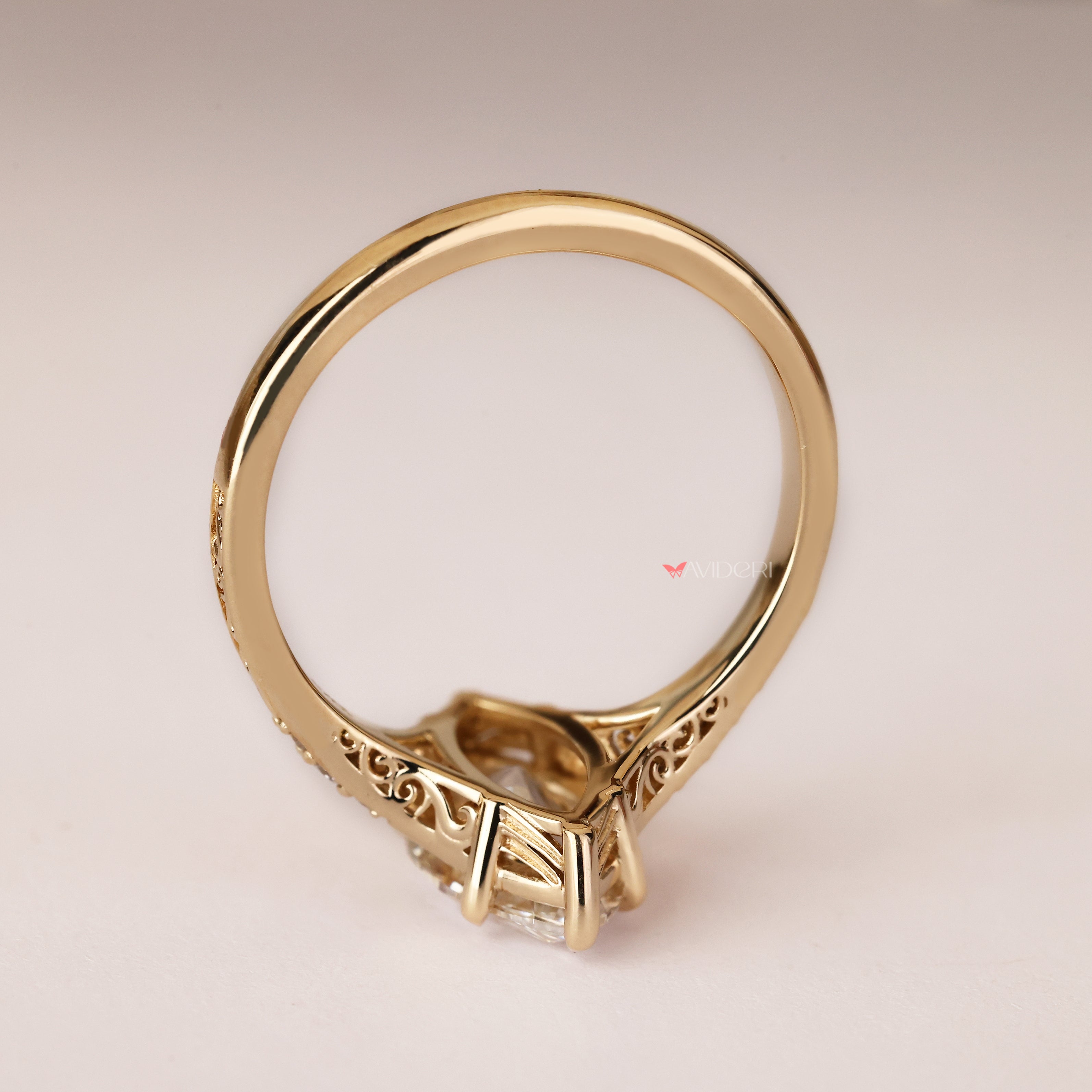 Handmade marquise diamond ring with split shank band
