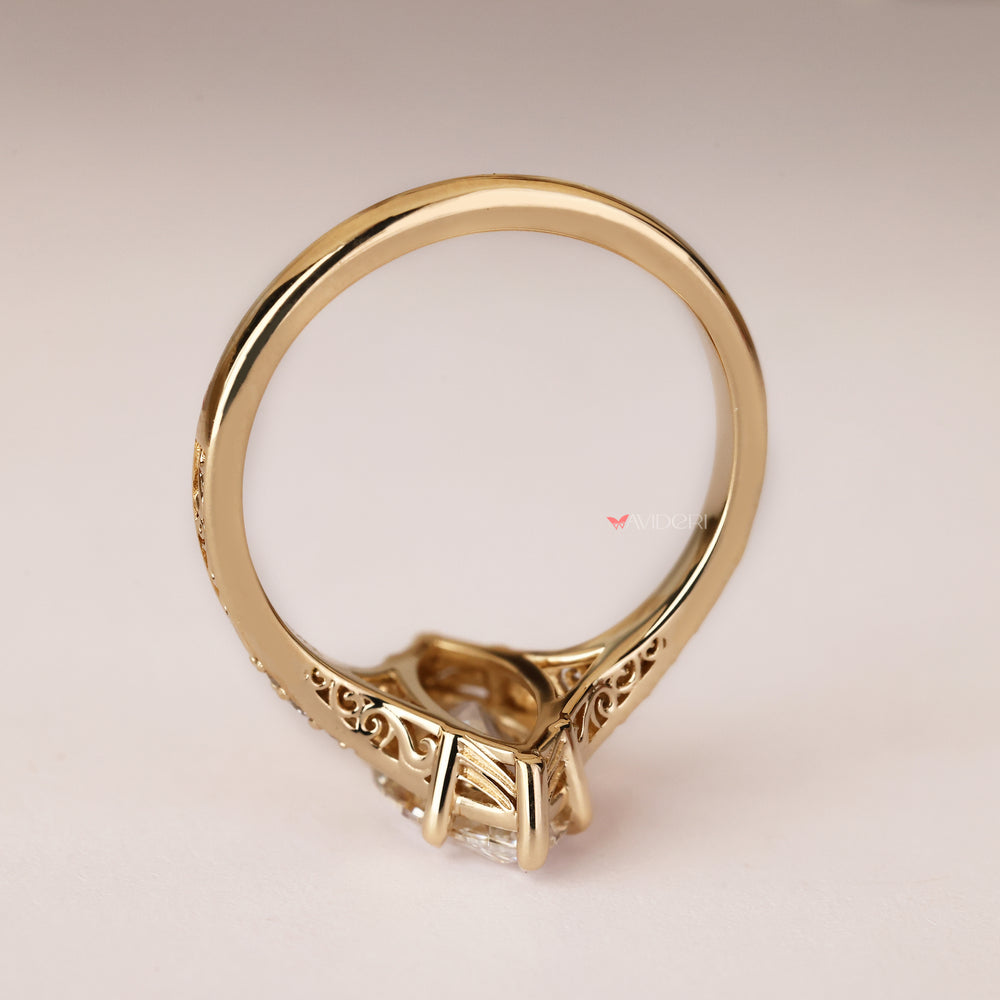 Handmade marquise diamond ring with split shank band
