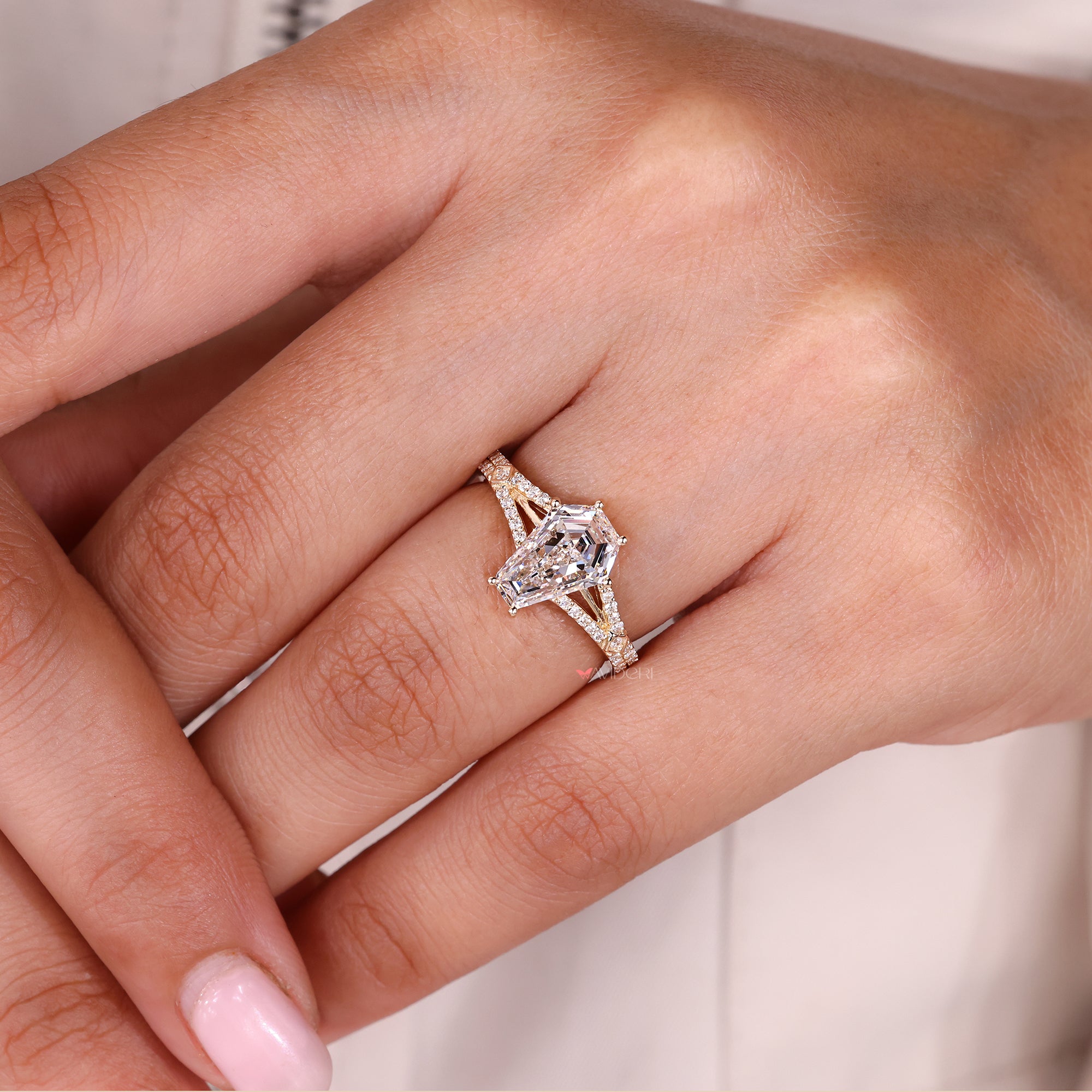 Handmade Split Shank Diamond Ring.