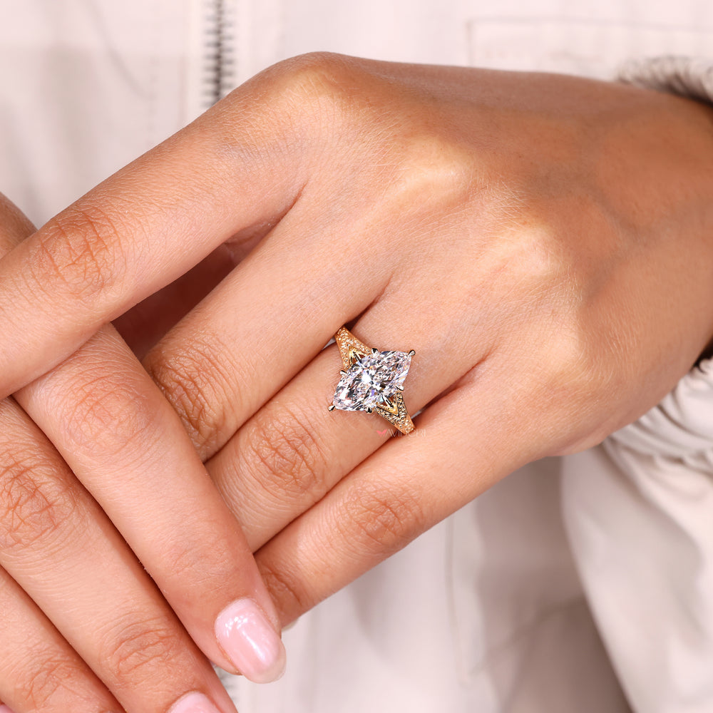 Handmade marquise ring vintage style design.
