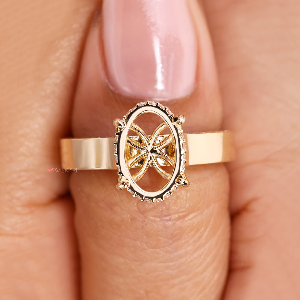 Handmade semi mount ring double pave style.
