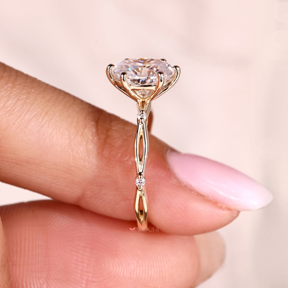 Twist engagement ring with a unique, swirling design.