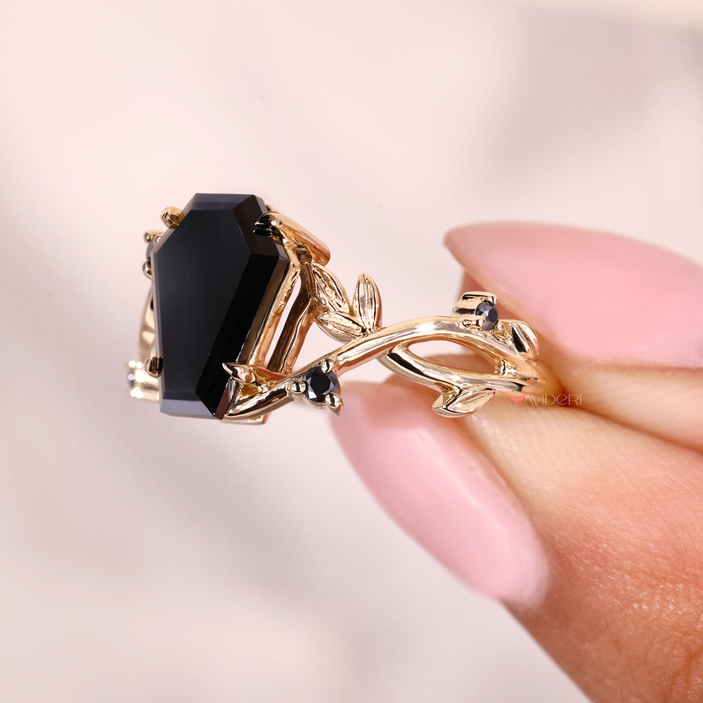 Buy engagement ring designed with a coffin cut moissanite.