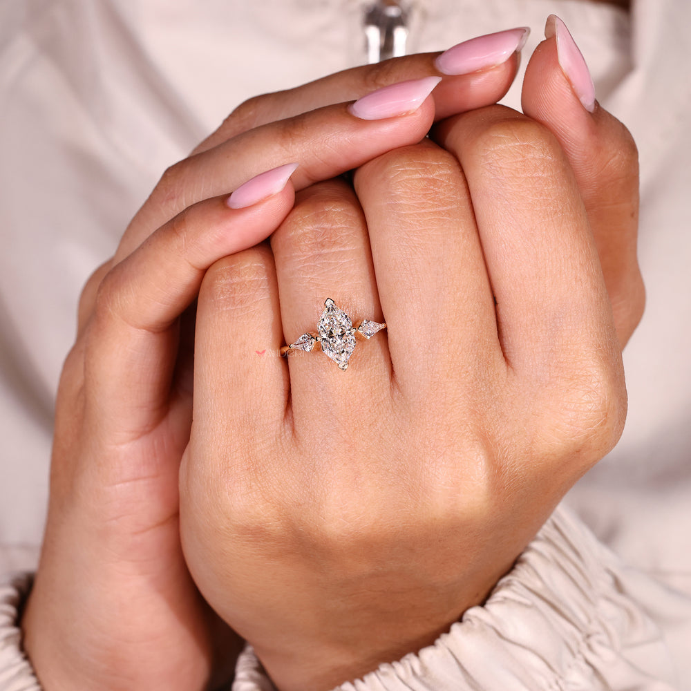 IGI certified three stone diamond ring handmade.
