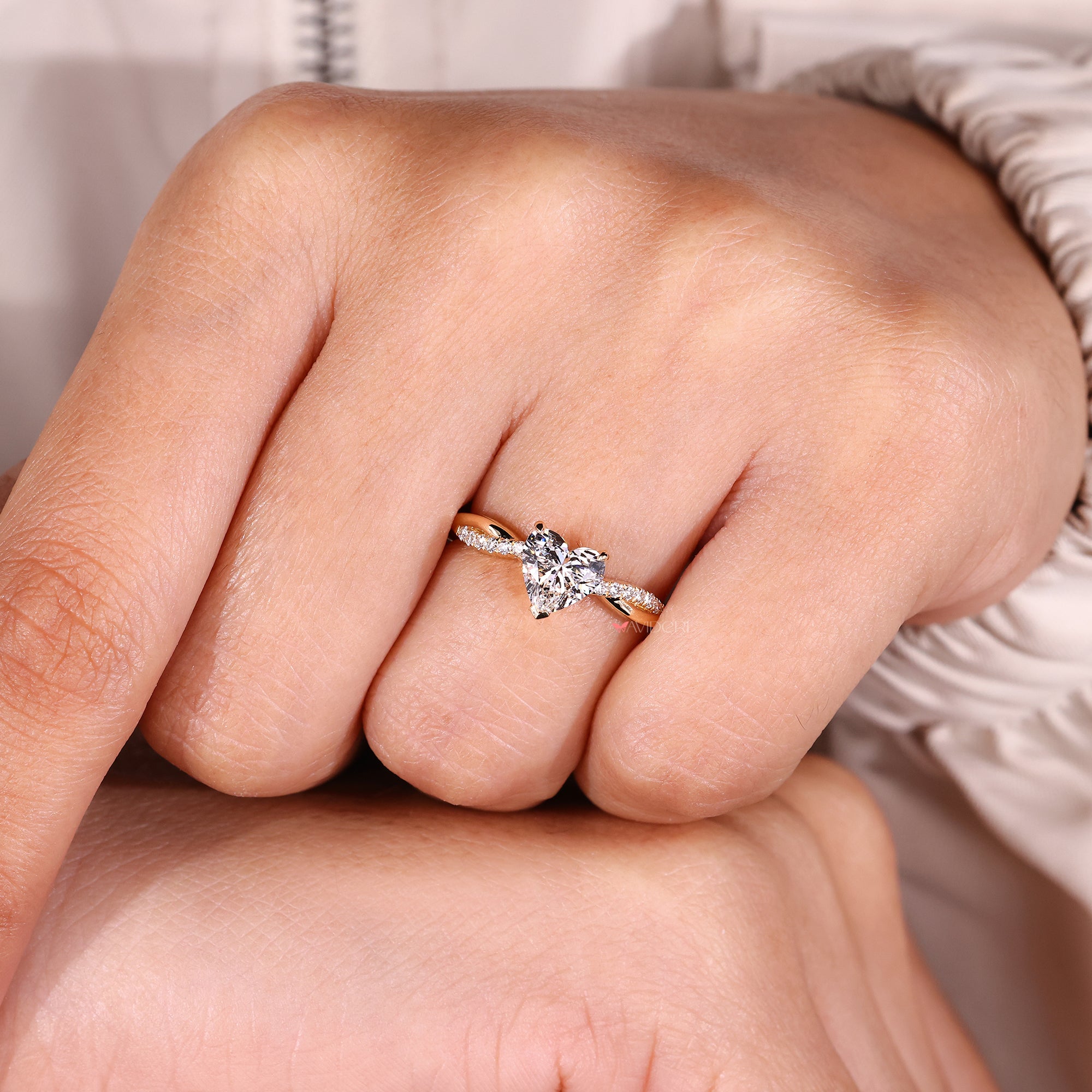 IGI certified heart diamond engagement ring.