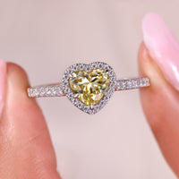 Canary Yellow Heart Cut Moissanite Ring